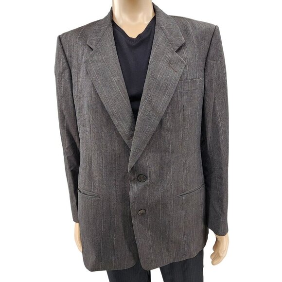 Vintage Christian Dior Monsieur Gray Pinstripe Wool Blazer Jacket Mens 42R - Picture 12 of 12